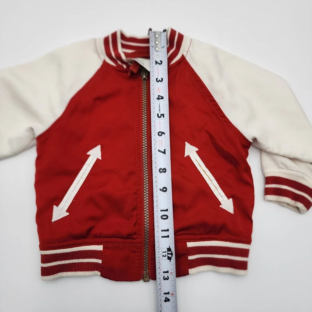 OshKosh B'Gosh Toddler 12M Lion Red/White Letterman Varsity Style Zip Jacket Y2K